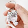 Custom photo engraved pug silver dog tag pendant close-up