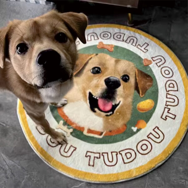 Personalized Pet Portrait Round Accent Rug