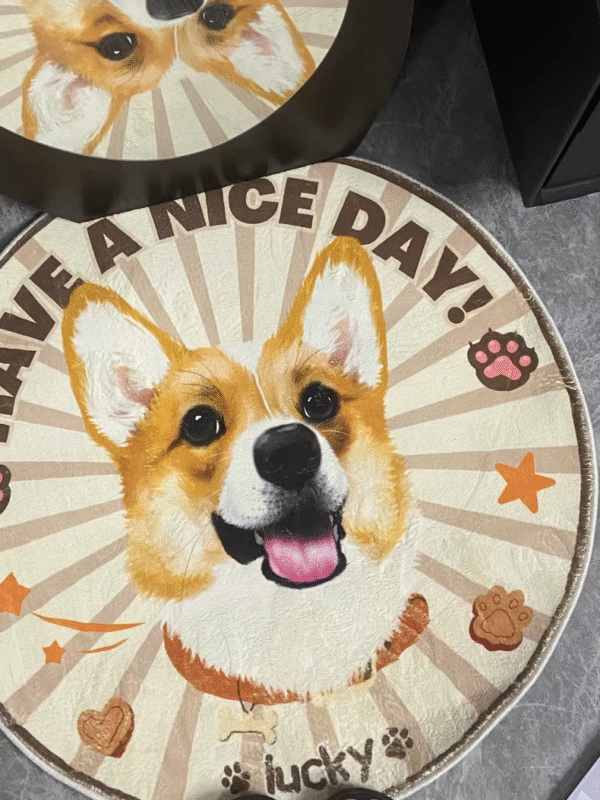 Personalized Pet Portrait Round Accent Rug