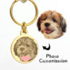 Custom engraved dog ID tag and keychain with pet photo portrait