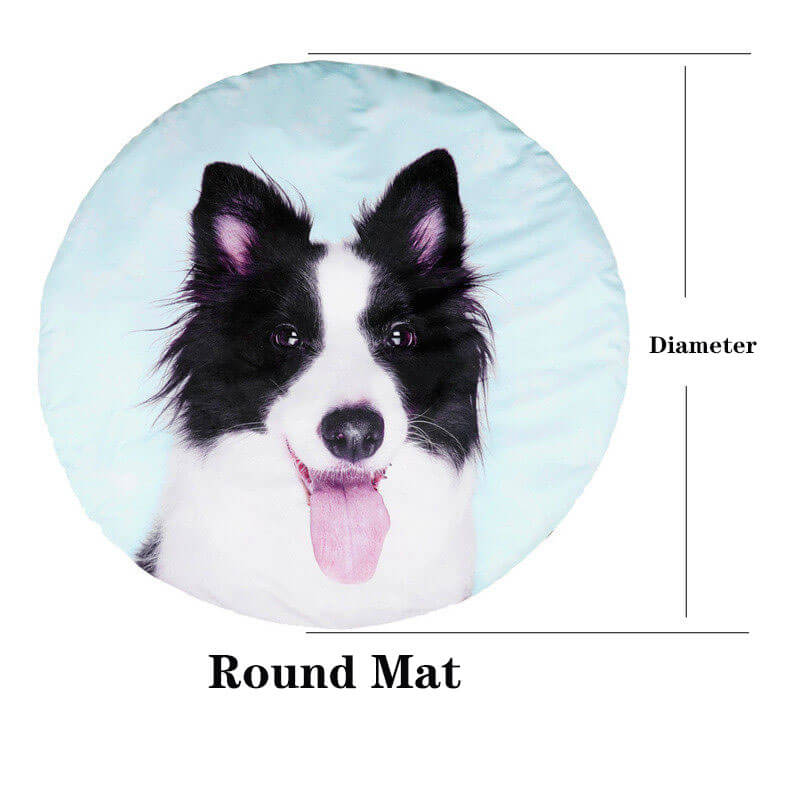 Size dimension guide for round custom pet photo bed and sleeping mat