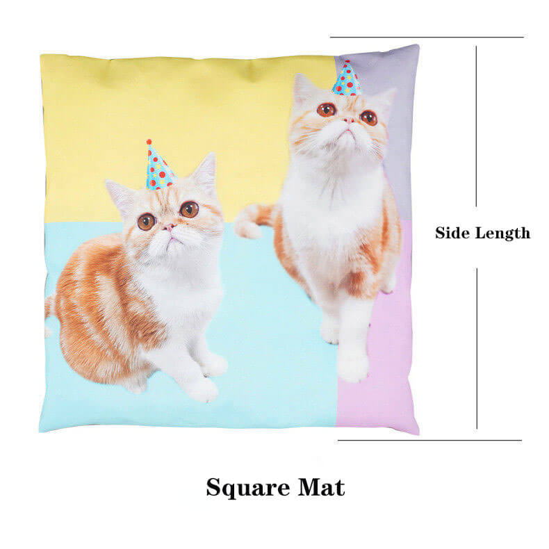 Size dimension guide for square personalized pet photo cushion and pillow