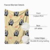 Flannel custom pet blanket material features and double-sided details