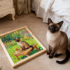 Custom pet photo puzzle featuring a birthday cat theme displayed with a real cat