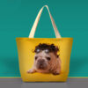 Custom canvas tote bag featuring a cute French bulldog with sunglasses