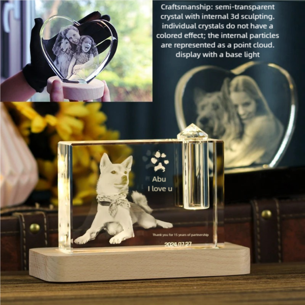 Personalized Pet Photo 3D Laser Engraved Crystal