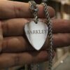 personalized-name-engraved-guitar-pick-necklace Personalized name necklace, titanium steel guitar pick pendant