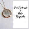 Pet portrait and hair keepsake necklace custom jewelry display card