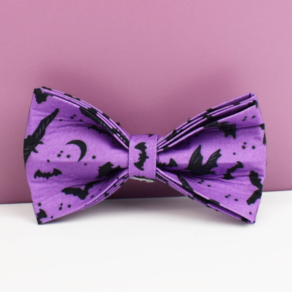 Purple Halloween bat bow tie for dogs