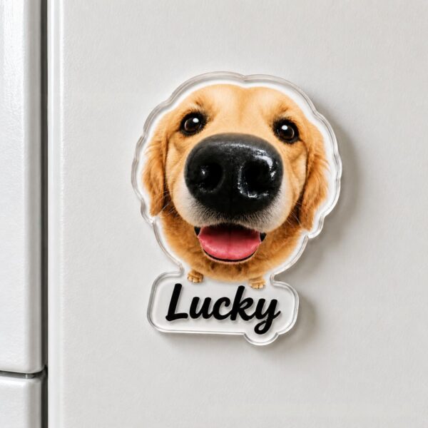 Handmade custom dog nose pinch acrylic fridge magnet with personalized name tag