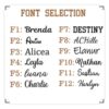 Embroidery font options for personalized dog hats