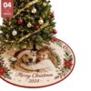 Personalized photo Christmas tree skirt featuring a custom family and dog picture with 'Merry Christmas' text