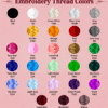 Embroidery thread color selection chart for custom personalized pet bandanas