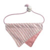 Pink striped personalized dog and cat bandana with adjustable drawstring