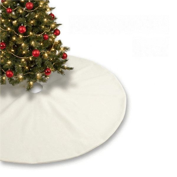 Plain white blank Christmas tree skirt for holiday home decor and DIY crafting