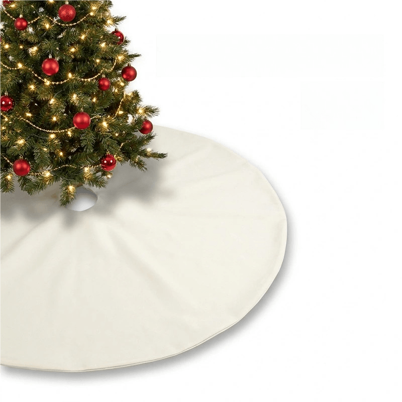 Plain white blank Christmas tree skirt for holiday home decor and DIY crafting