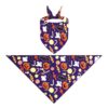 Embroidered Halloween dog bib in purple featuring a spooky skull and star pattern