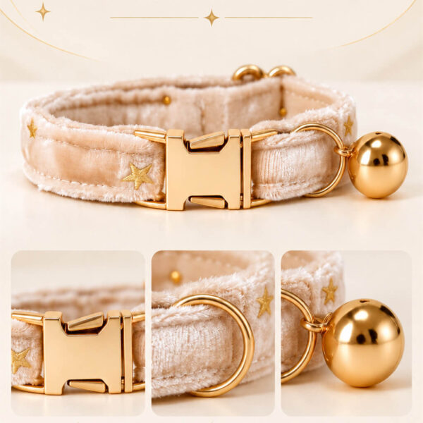 Personalized Velvet Star Cat Collar with Gold Foil Stars