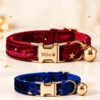 Personalized Velvet Star Cat Collar with Gold Foil Stars