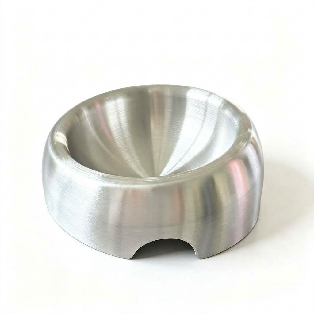 15 degree slanted stainless steel cat food bowl with non slip base